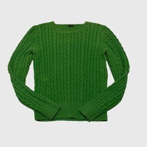 2005 Y2K Gap Green Cable Knit Cozy Preppy Sweater